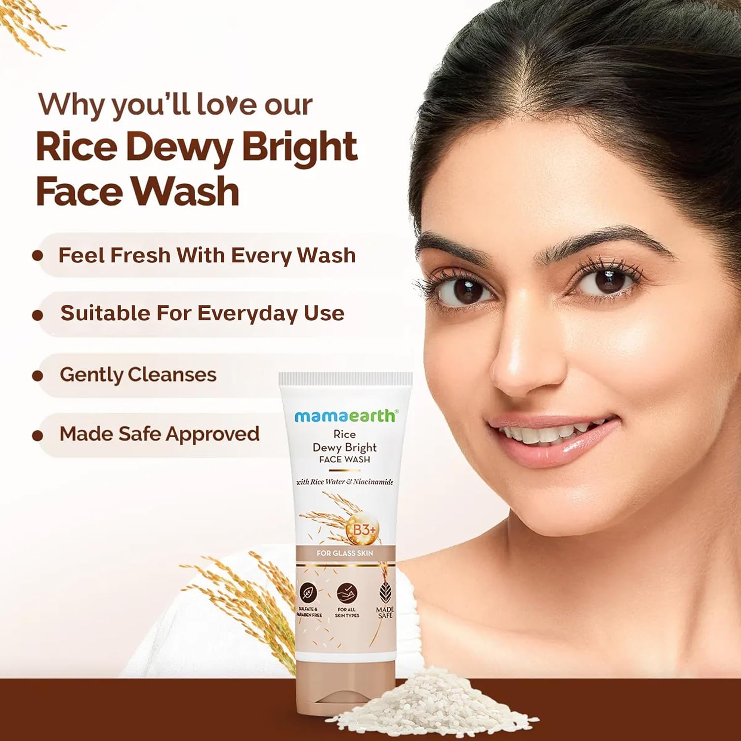 Mamaearth Rice Dewy Bright Face Wash With Rice Water