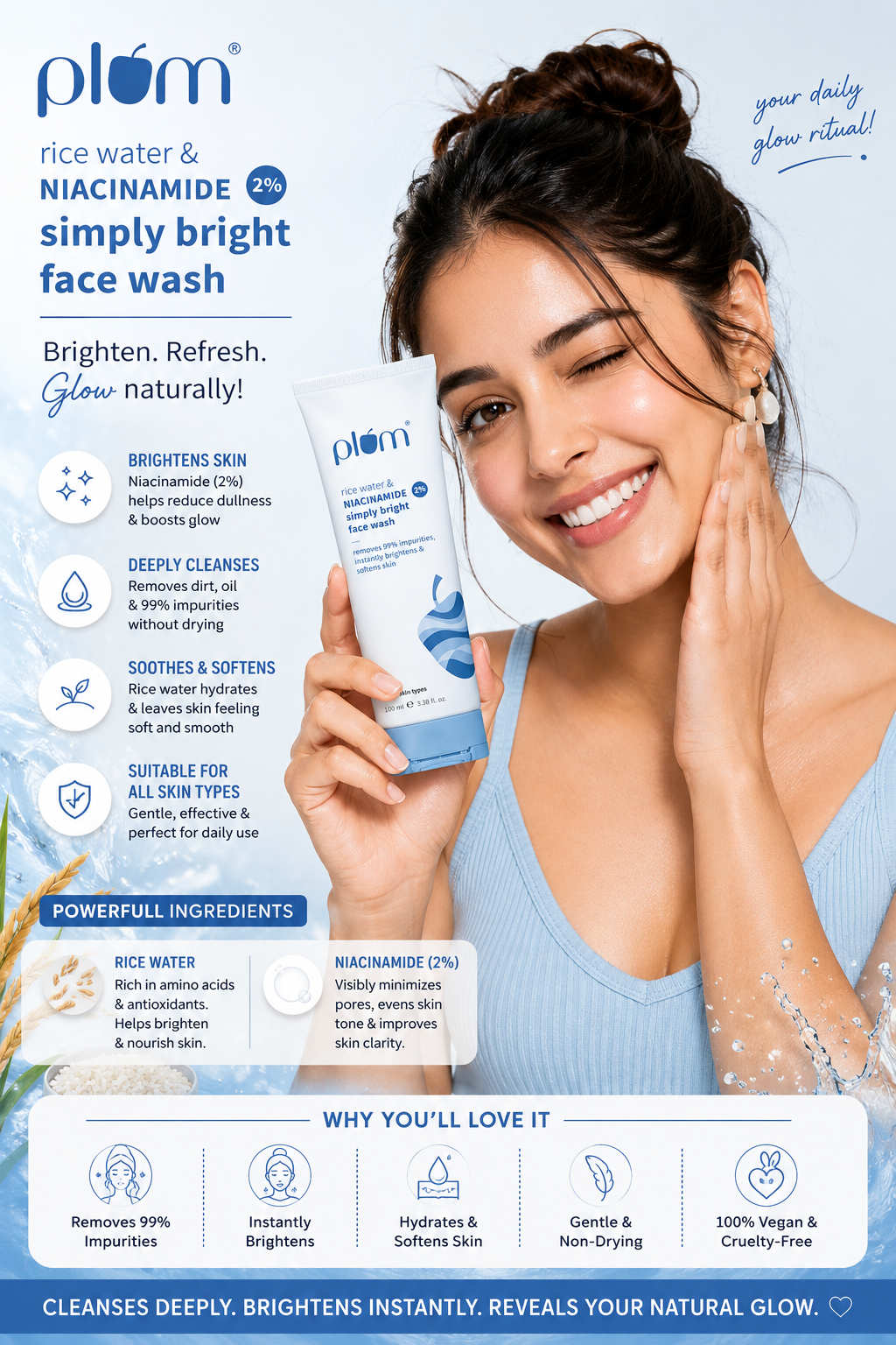 Plum 2% Niacinamide Rice Water Face Wash Review