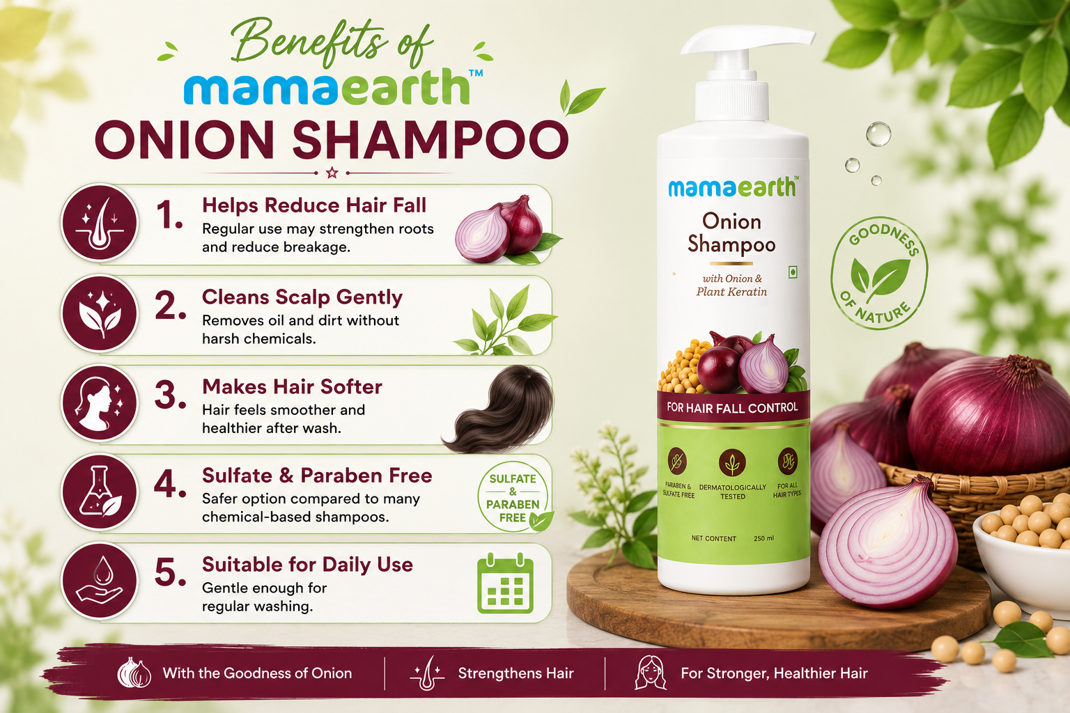 Benefits of Mamaearth Onion Shampoo ✨