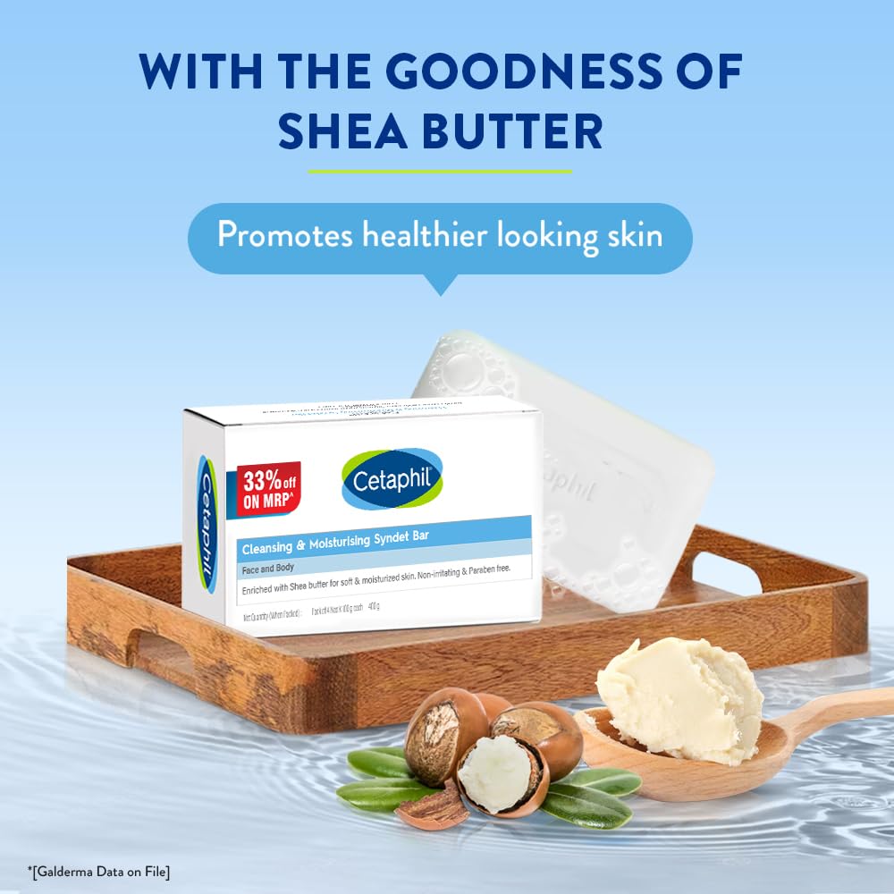 Cetaphil Cleansing Moisturizing Syndet Bar 4x100 gm – Gentle Soap