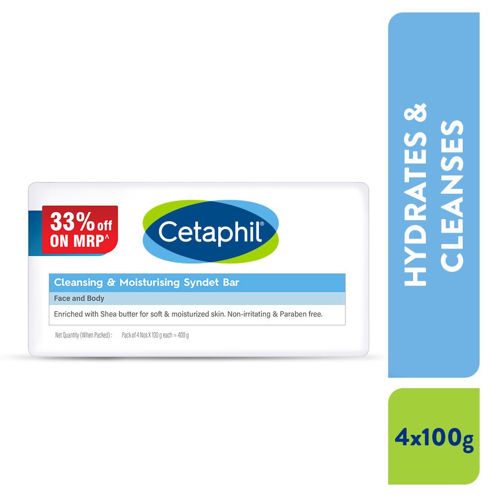 Cetaphil Cleansing Moisturizing Syndet Bar 4x100 gm – Gentle Soap