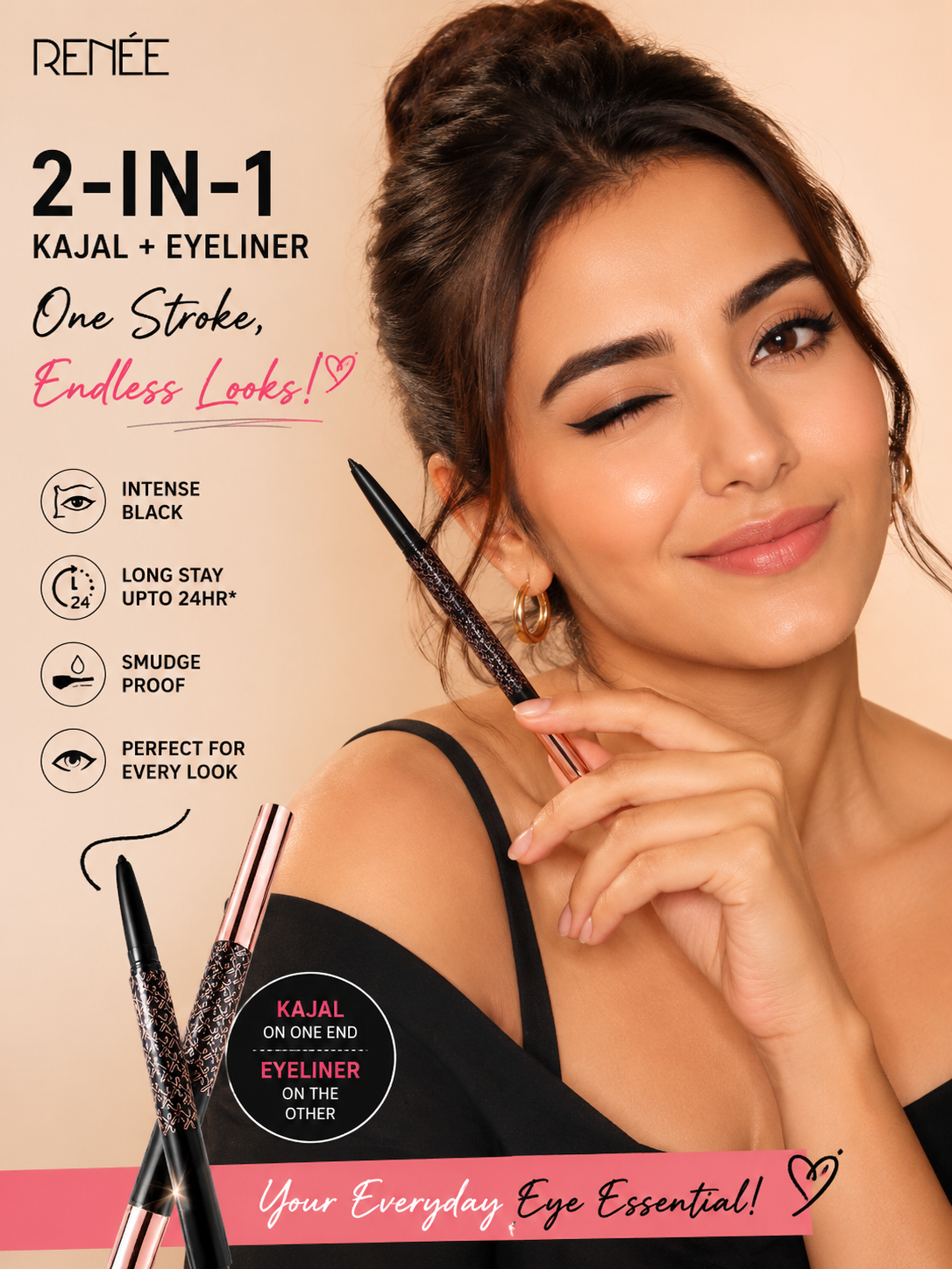 Kay Beauty Intense Black 24H Kajal Eyeliner Duo