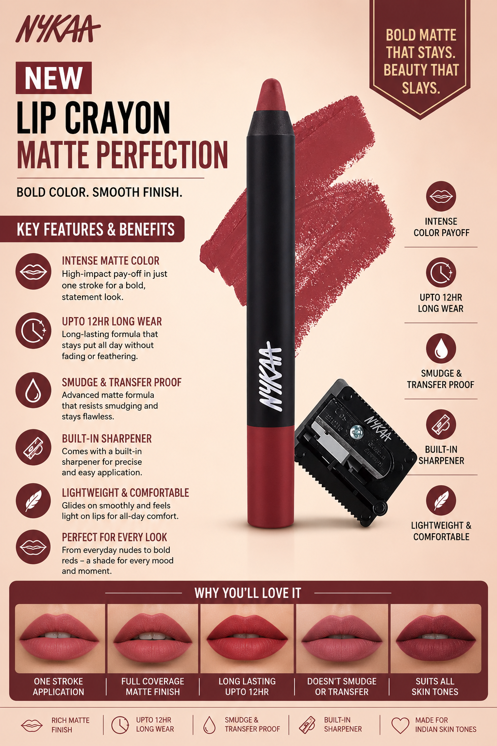 Nykaa Matte-illicious Lip Crayon Review