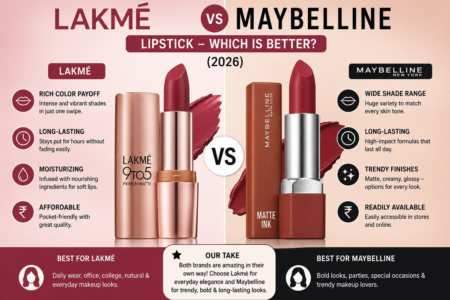 Lakme vs Maybelline Lipstick – Which is Better
