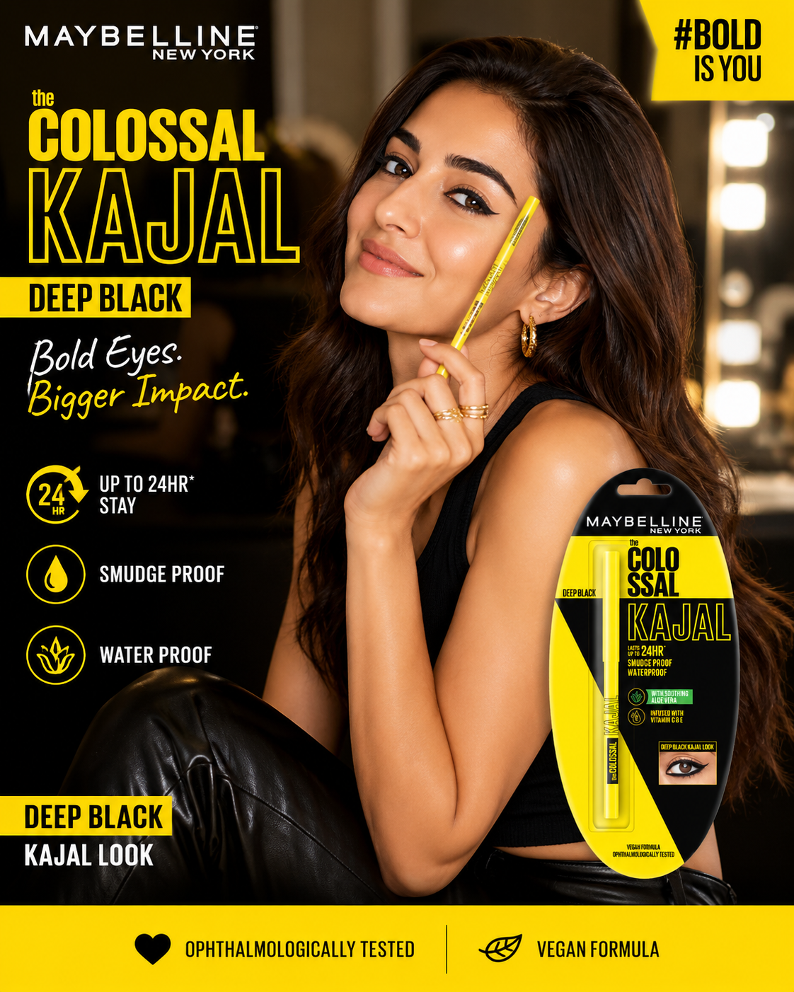 Maybelline New York Kajal, Black, Matte Finish