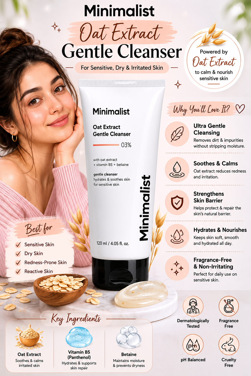 Minimalist Oat Extract Gentle Cleanser