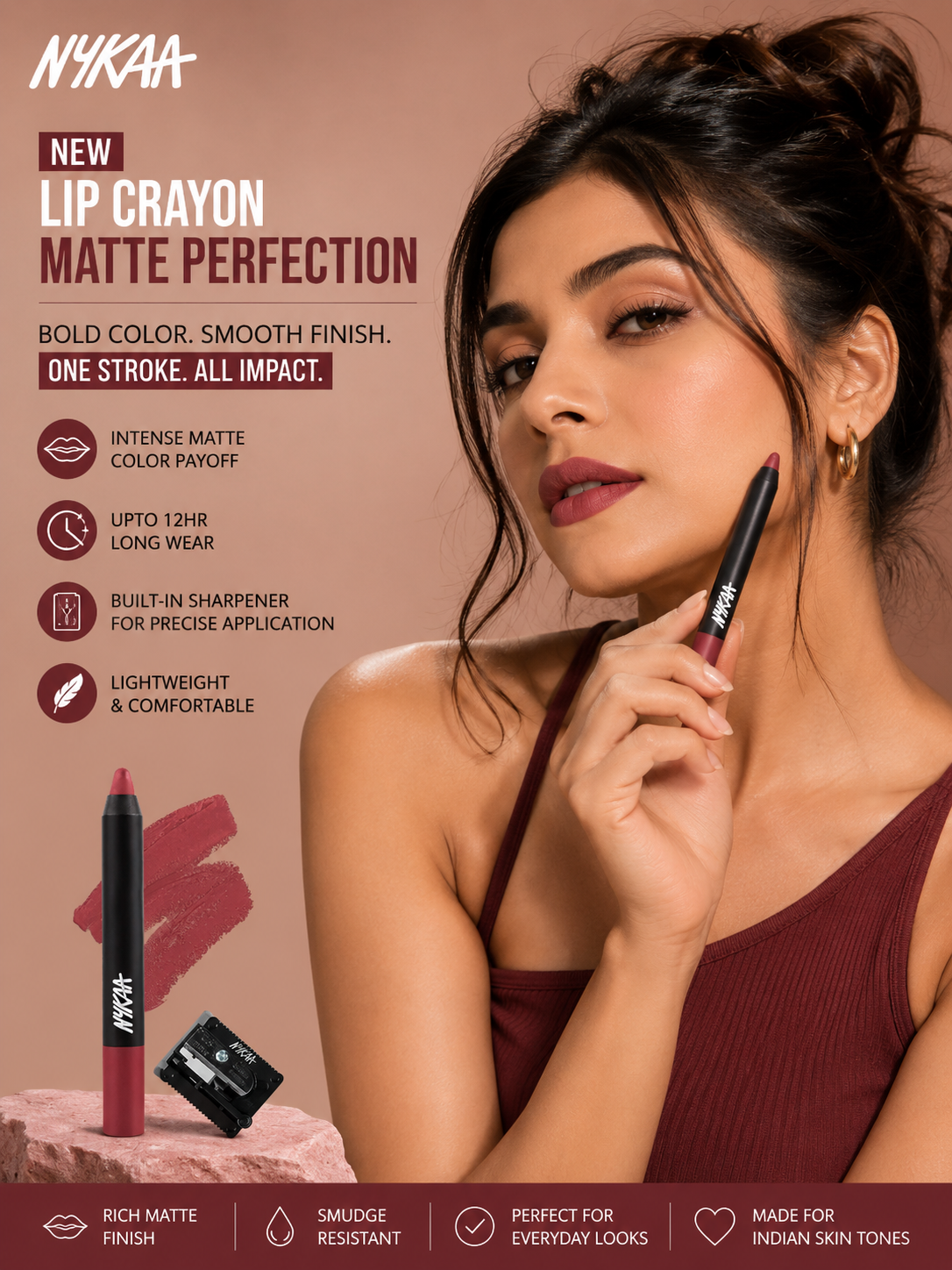 Nykaa Matte-illicious Lip Crayon Lipstick