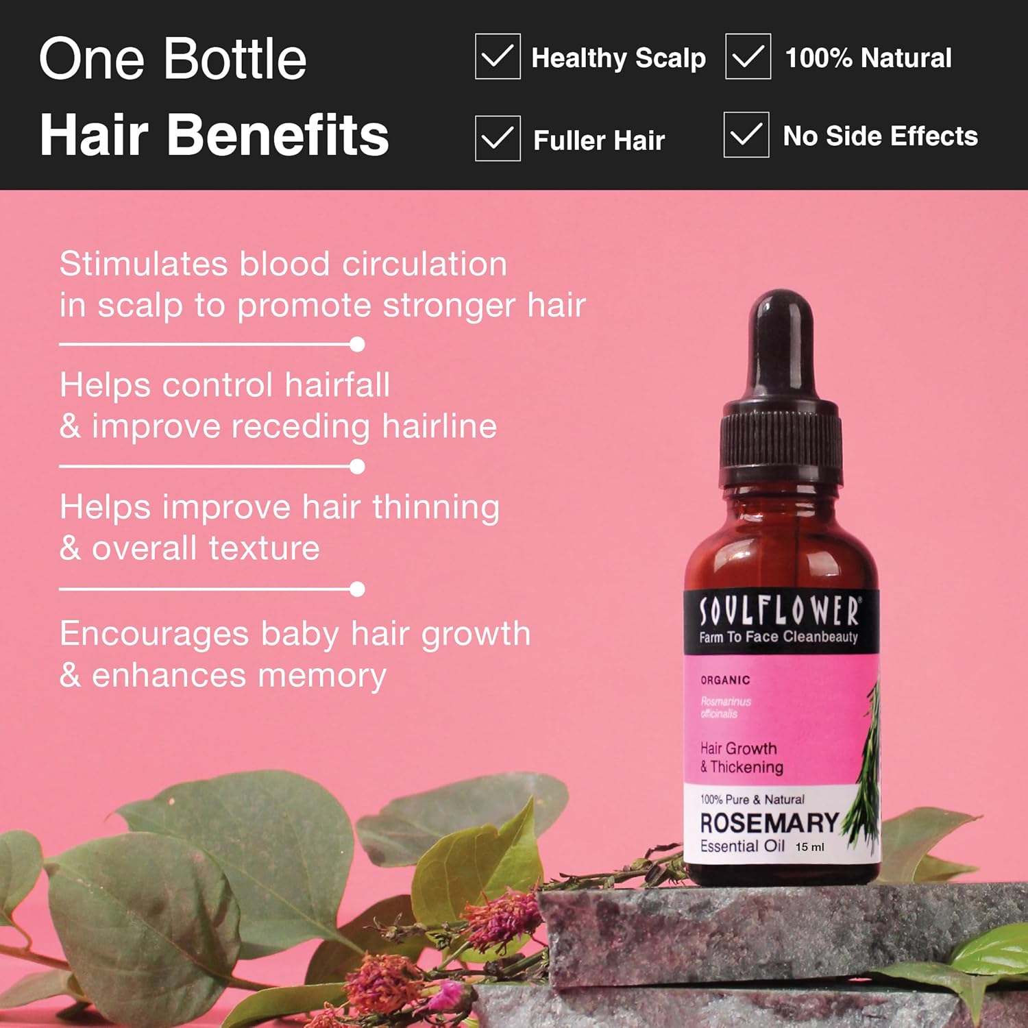 Soulflower Rosemary Essential Oil for Hair Growth