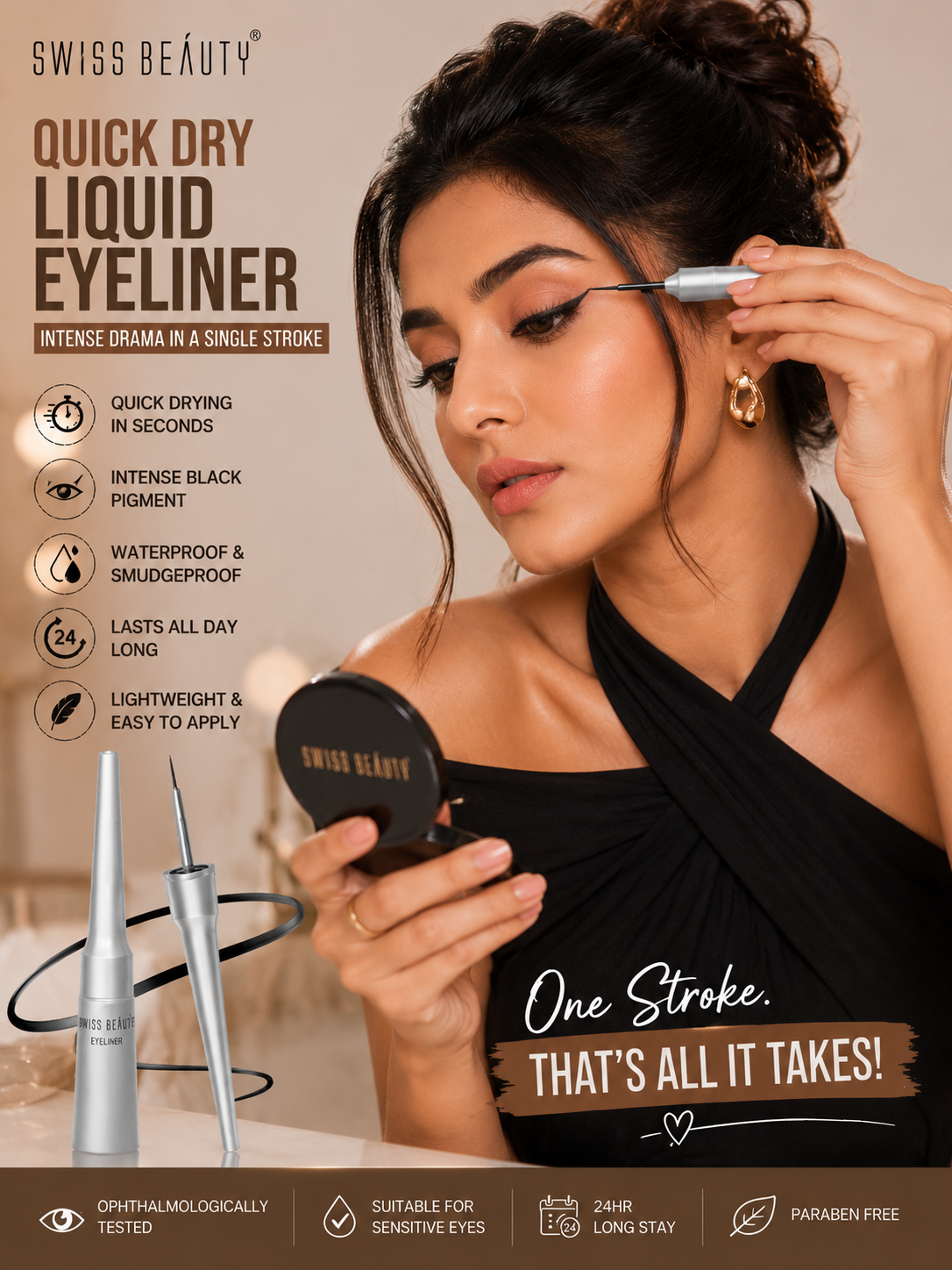 Swiss Beauty Liquid Eyeliner - Jet Black