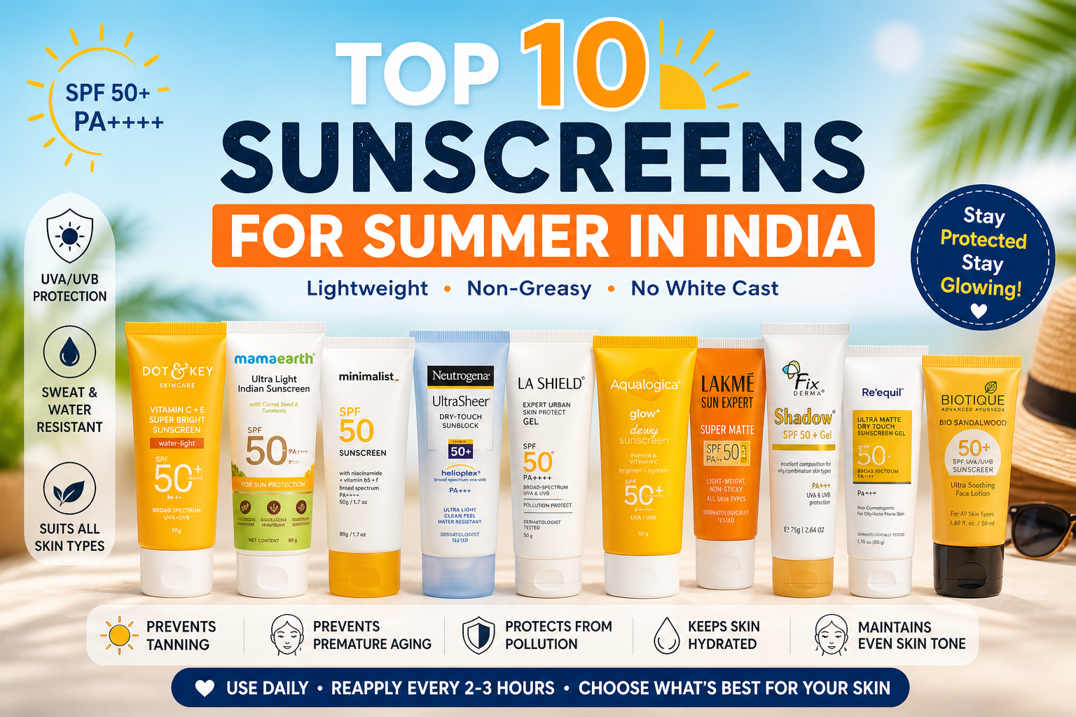Top 10 Sunscreens for Summer in India