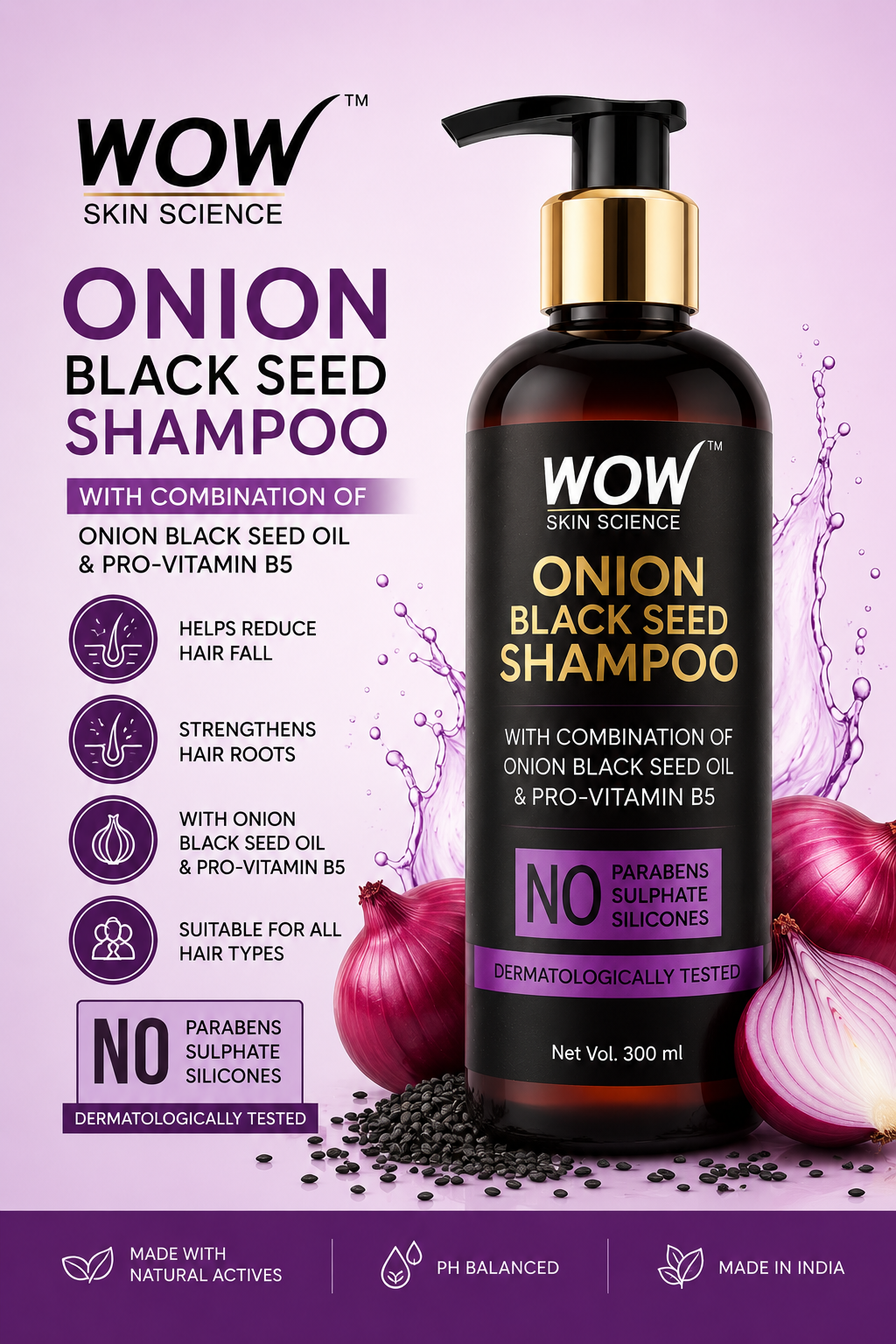 WOW Skin Science Onion Black Seed Shampoo