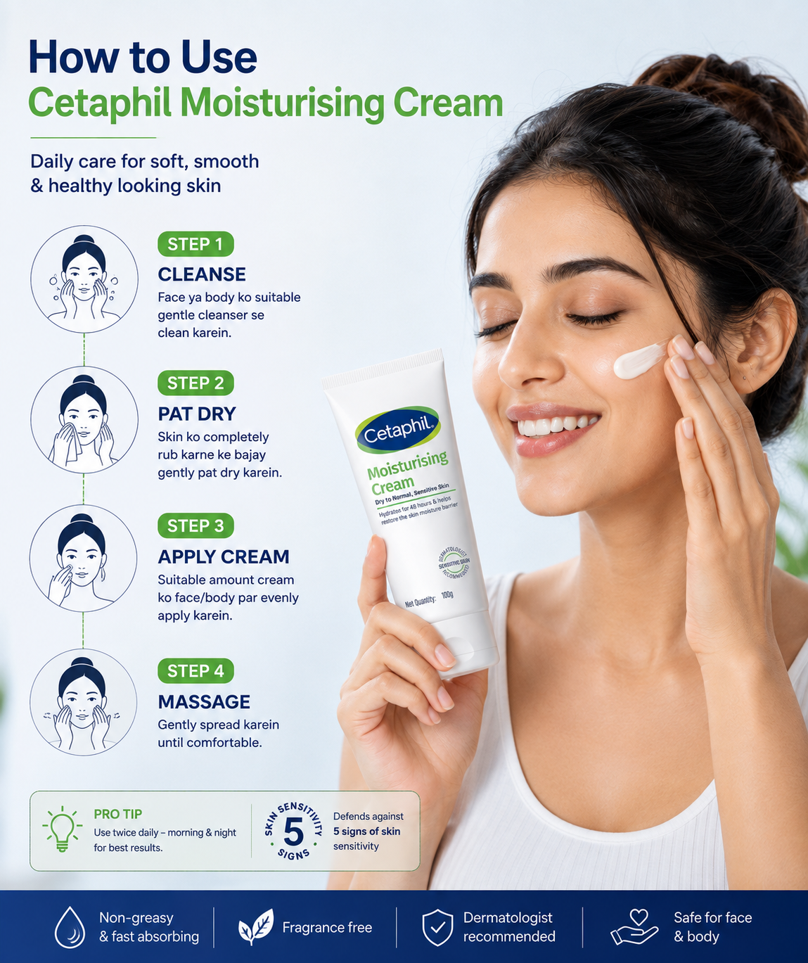 🧴 How to Use Cetaphil Moisturising Cream