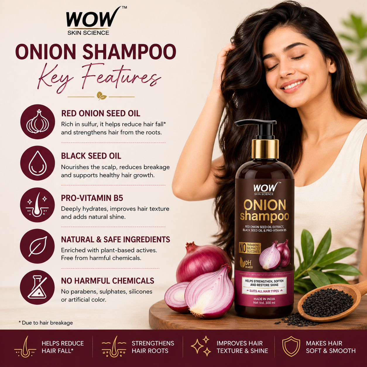 WOW Onion Shampoo Key Features