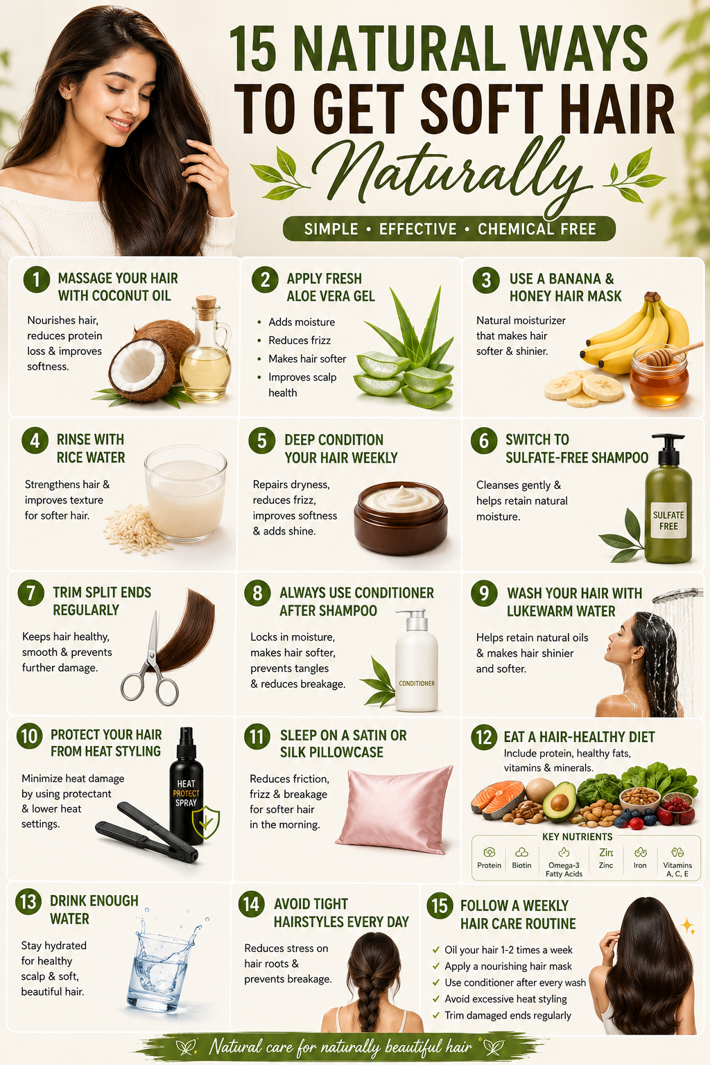 15 Natural Ways to Get Soft Hair Naturally