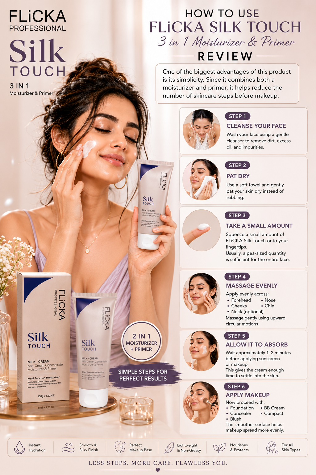 How to Use FLiCKA Silk Touch 3 in 1 Moisturizer & Primer Review
