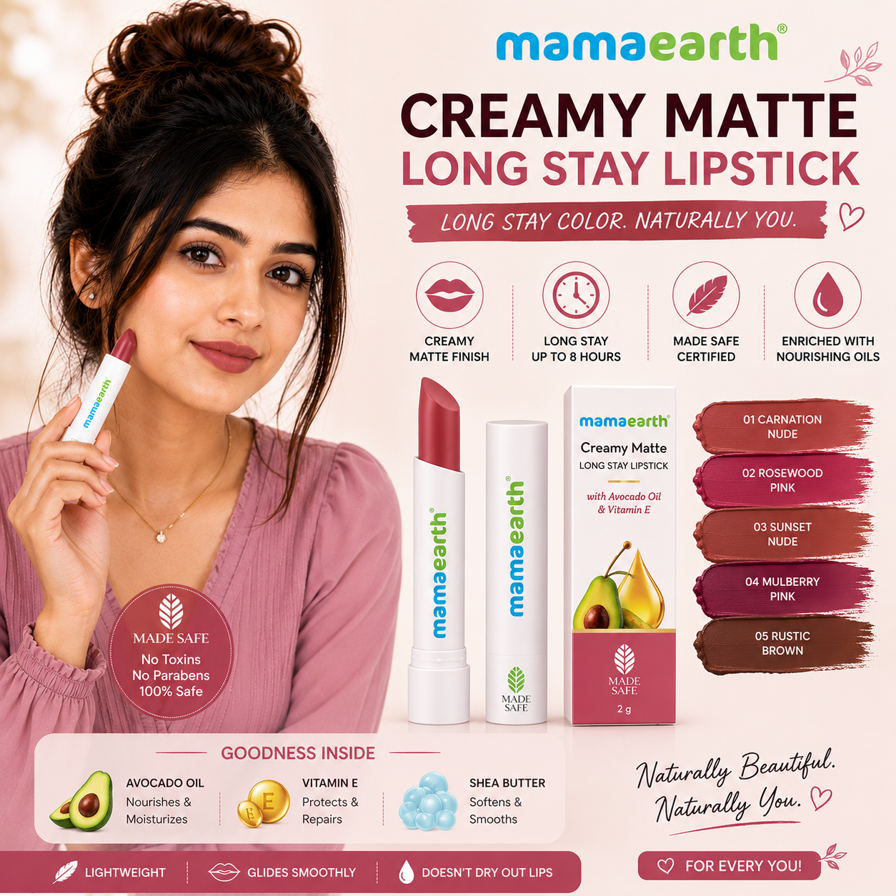 Mamaearth Creamy Matte Long Stay Lipstick