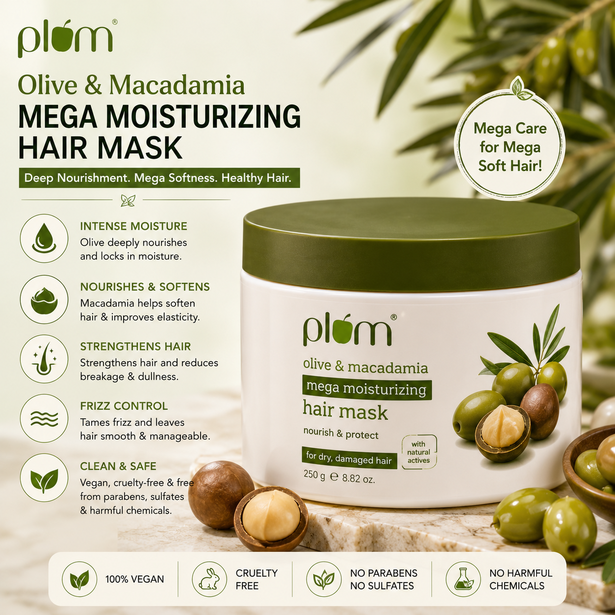 Plum Olive & Macadamia Mega Moisturizing Hair Mask