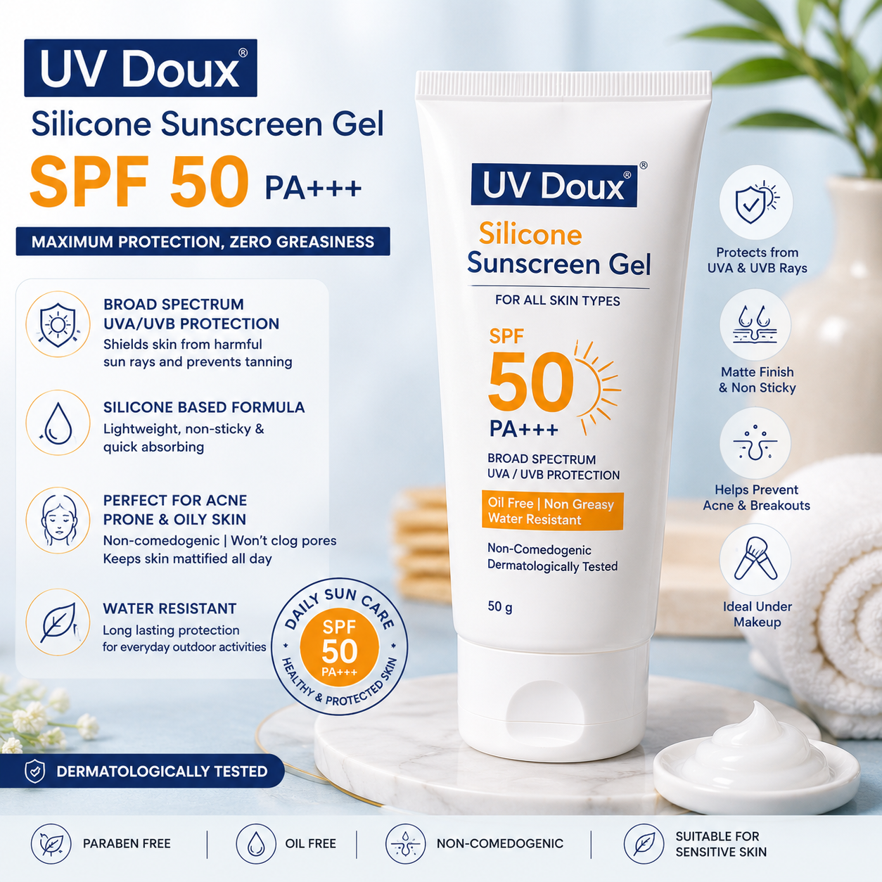 UV Doux Silicone Sunscreen Gel SPF 50 PA+++