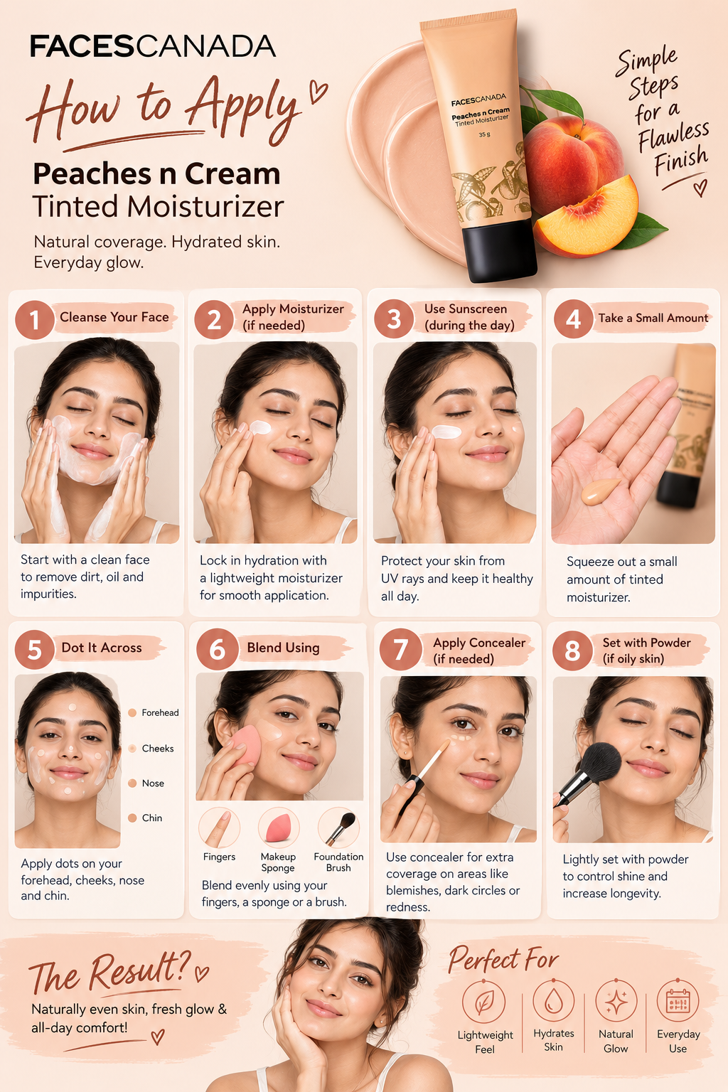 How to Apply Faces Canada Peaches N Cream Tinted Moisturizer