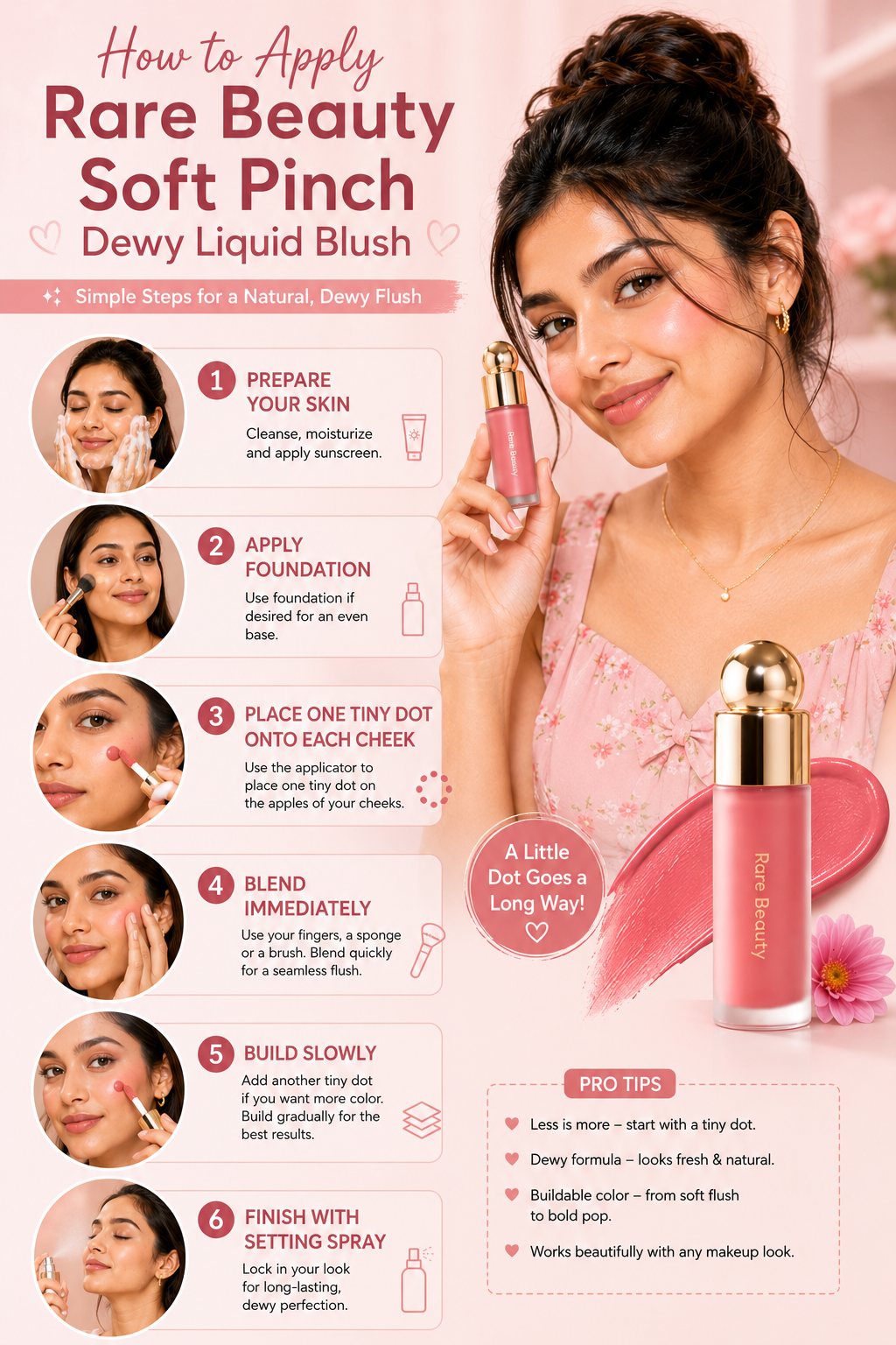 How to Apply Rare Beauty Soft Pinch Dewy Liquid Blush