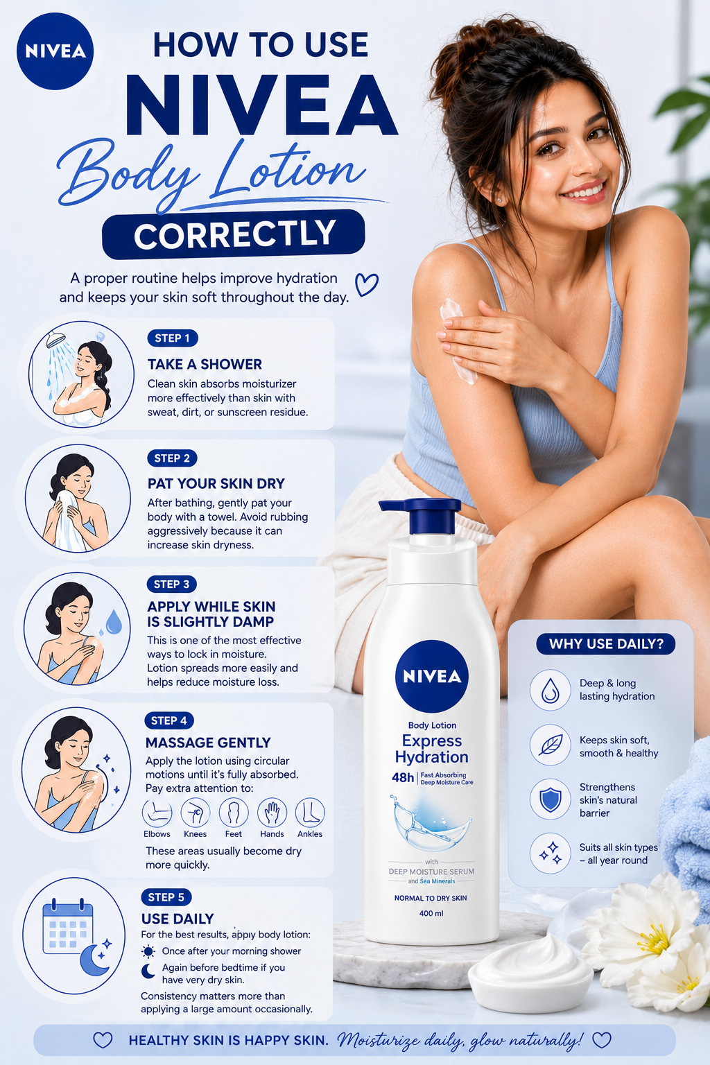How to Use Nivea Body Lotion Correctly