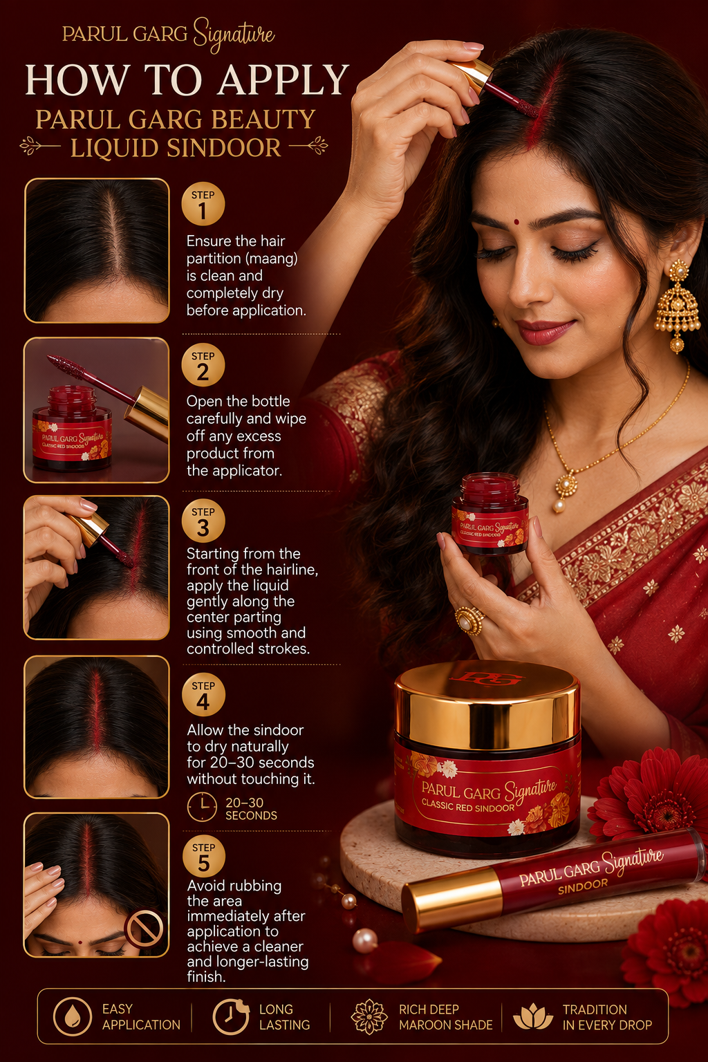 📝 How to Apply Parul Garg Beauty Liquid Sindoor