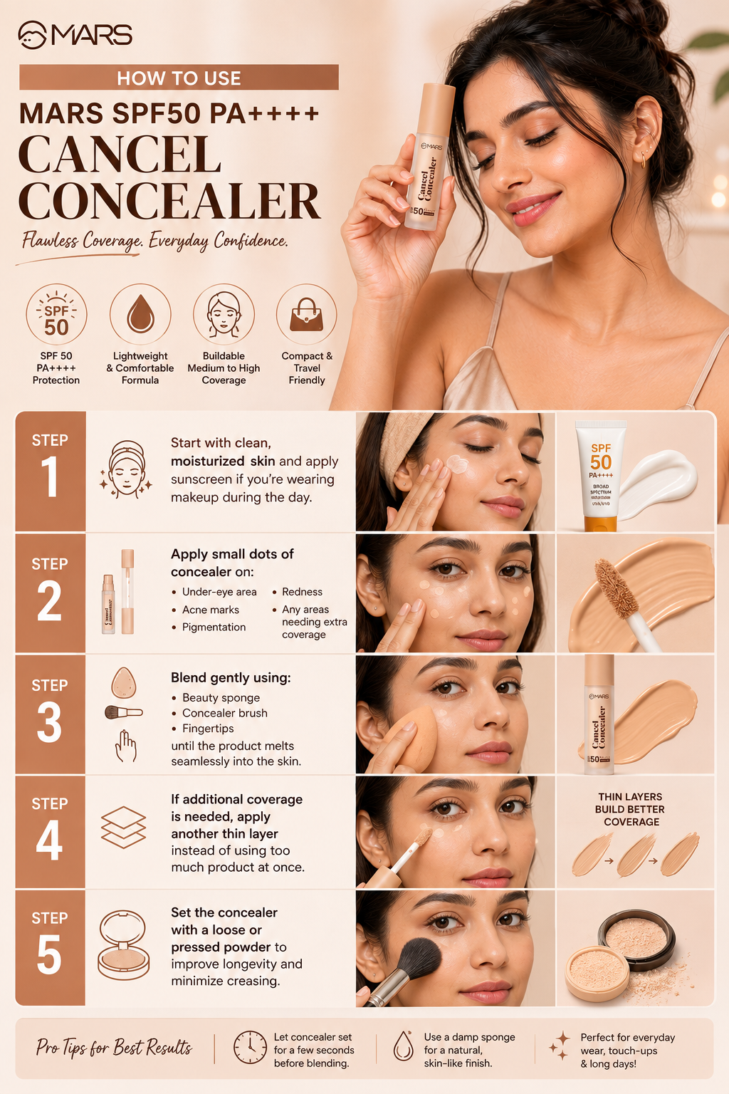 📝 How to Use MARS SPF50 PA++++ Cancel Concealer